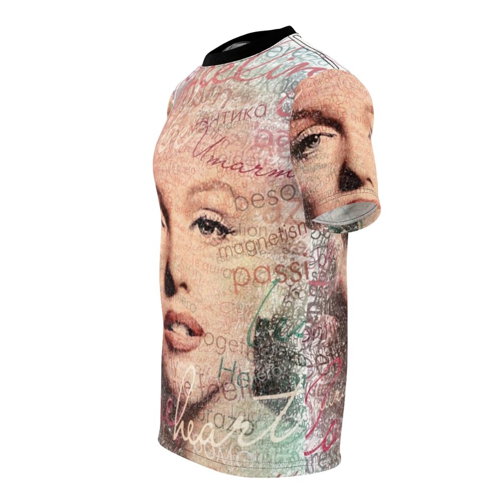 Marilyn Monroe portrait t-shirt with her famous words in a unique, artistic design - men left