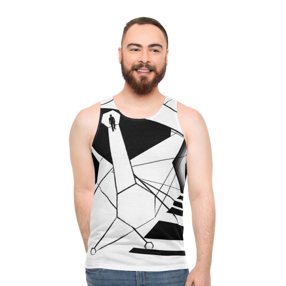 Unisex tank top with universe and celestial pattern design - men