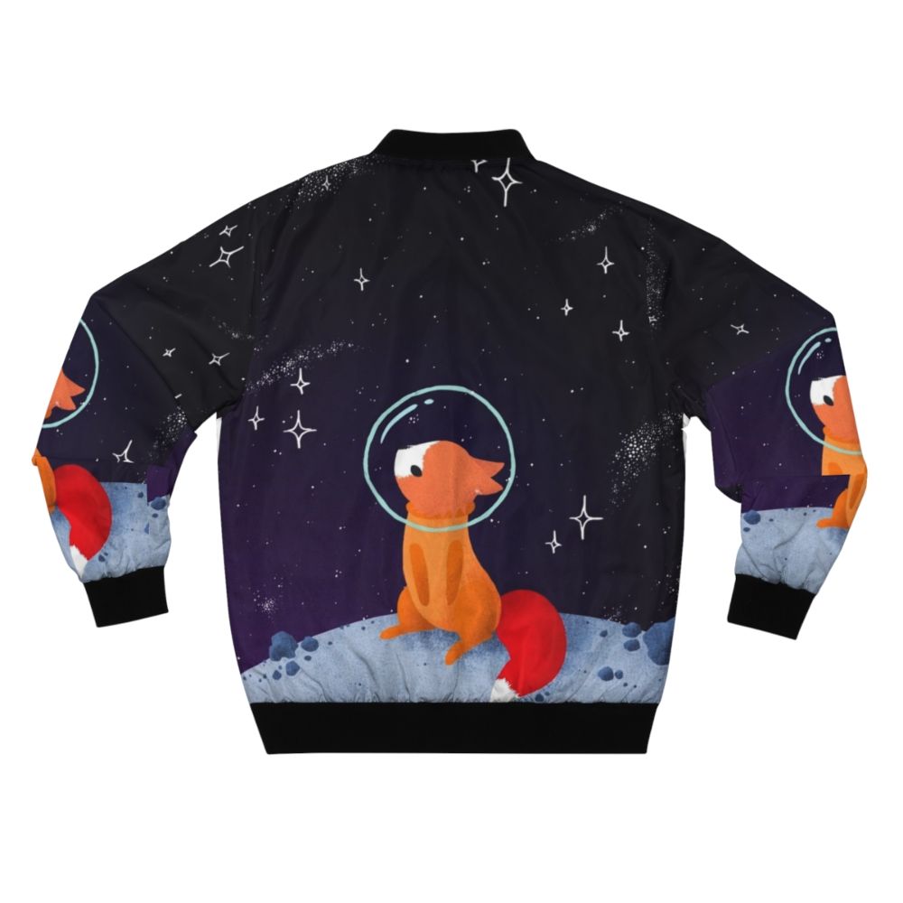 Illustration of a cute space fox in a bomber jacket, exploring the galaxy - Back