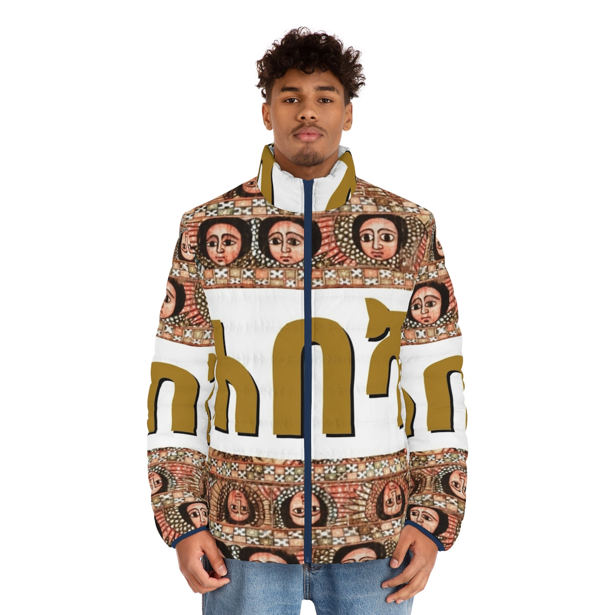 Habesha Puffer Jacket in Stylish Design for Ethiopian Orthodox Tewahedo Believers - men front