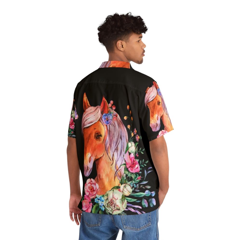 Floral horse Hawaiian shirt with mythical creature design - People Back