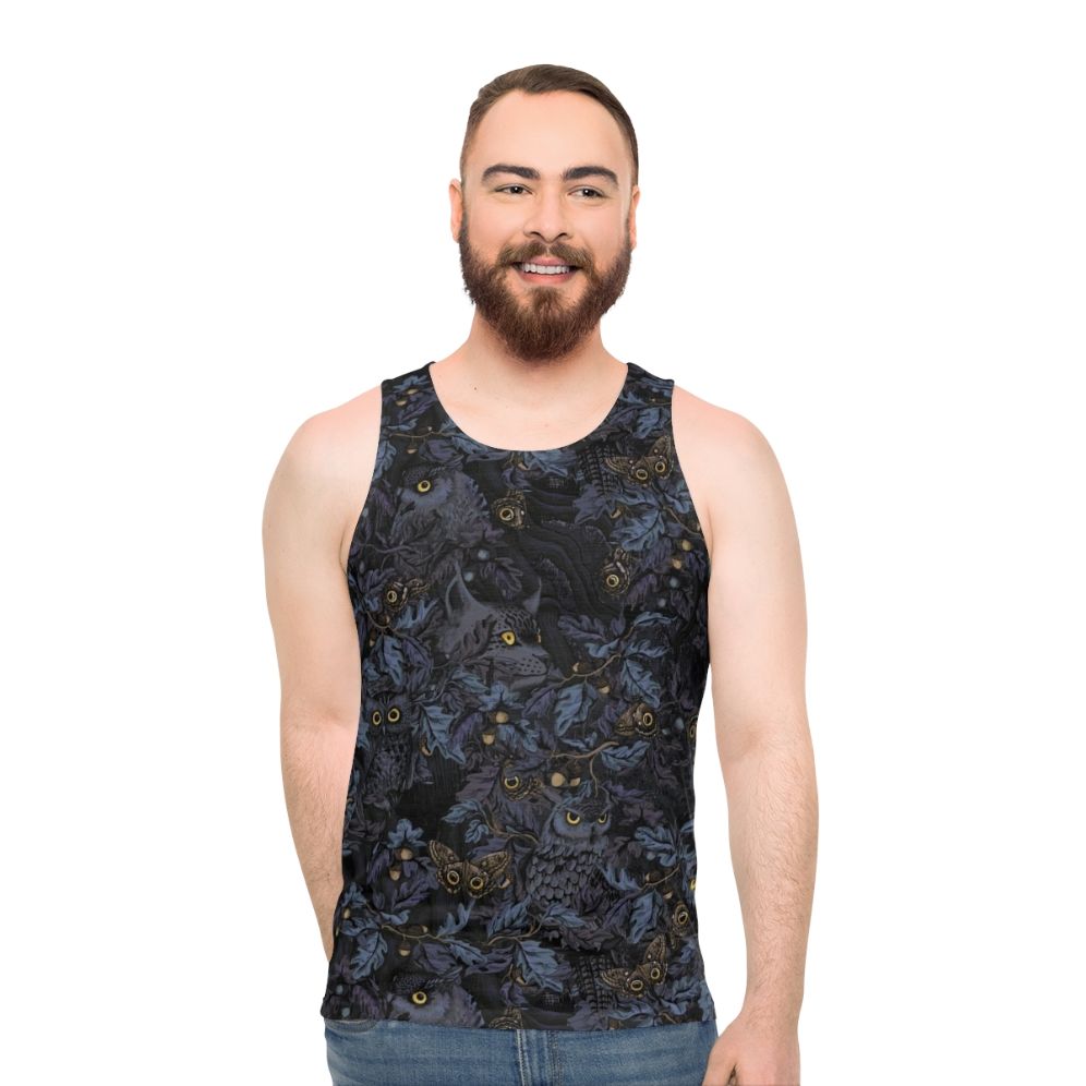 Moonlight Blue Unisex Tank Top with Camouflage and Nature Inspired Design - men