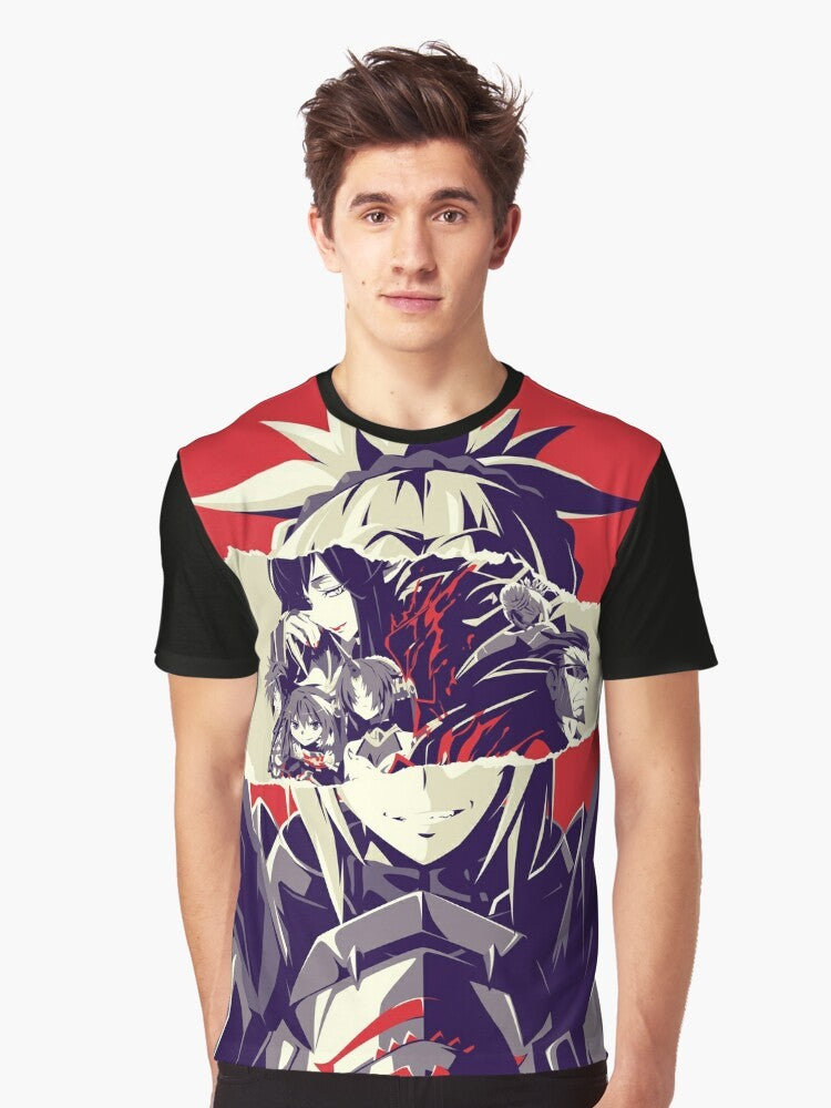 Fate Apocrypha anime-inspired graphic t-shirt with "Defiance" design featuring Mordred and Saber - Men