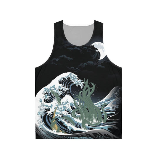 Cthulhu inspired unisex tank top with Japanese art elements