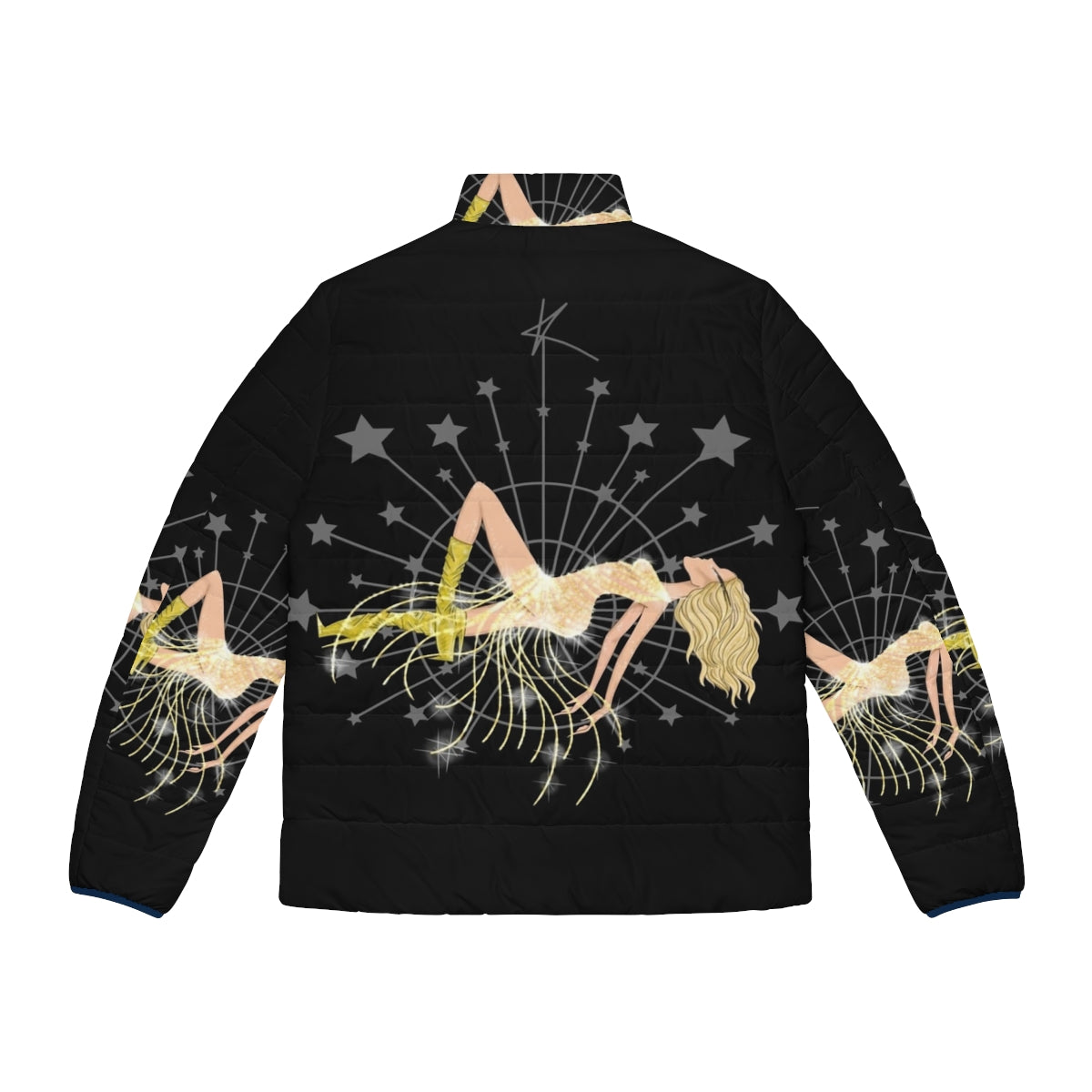 Shimmering Vegas High Puffer Jacket in a pop art style, featuring stars and Kylie Minogue inspiration - Back