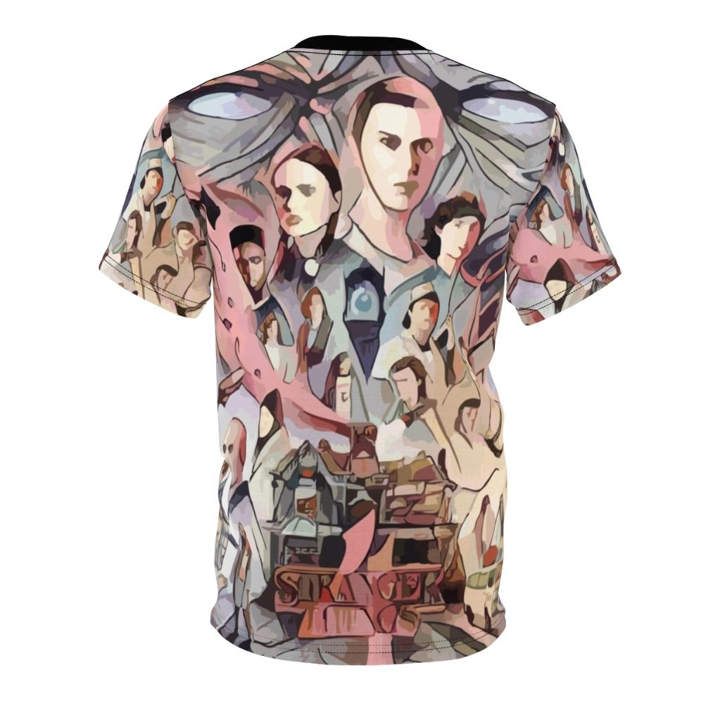 Retro Stranger Things inspired t-shirt design featuring Eleven and other characters - Back