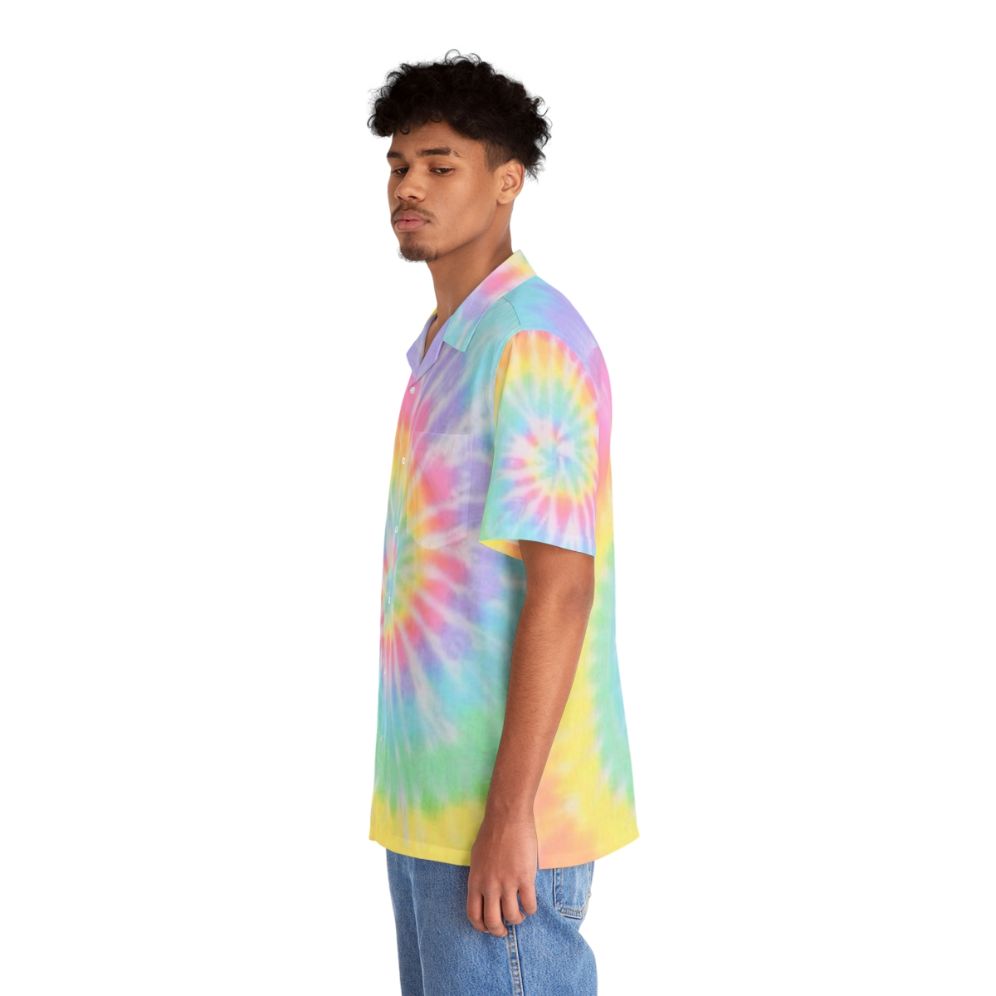 Vibrant rainbow tie dye hawaiian shirt - People Left