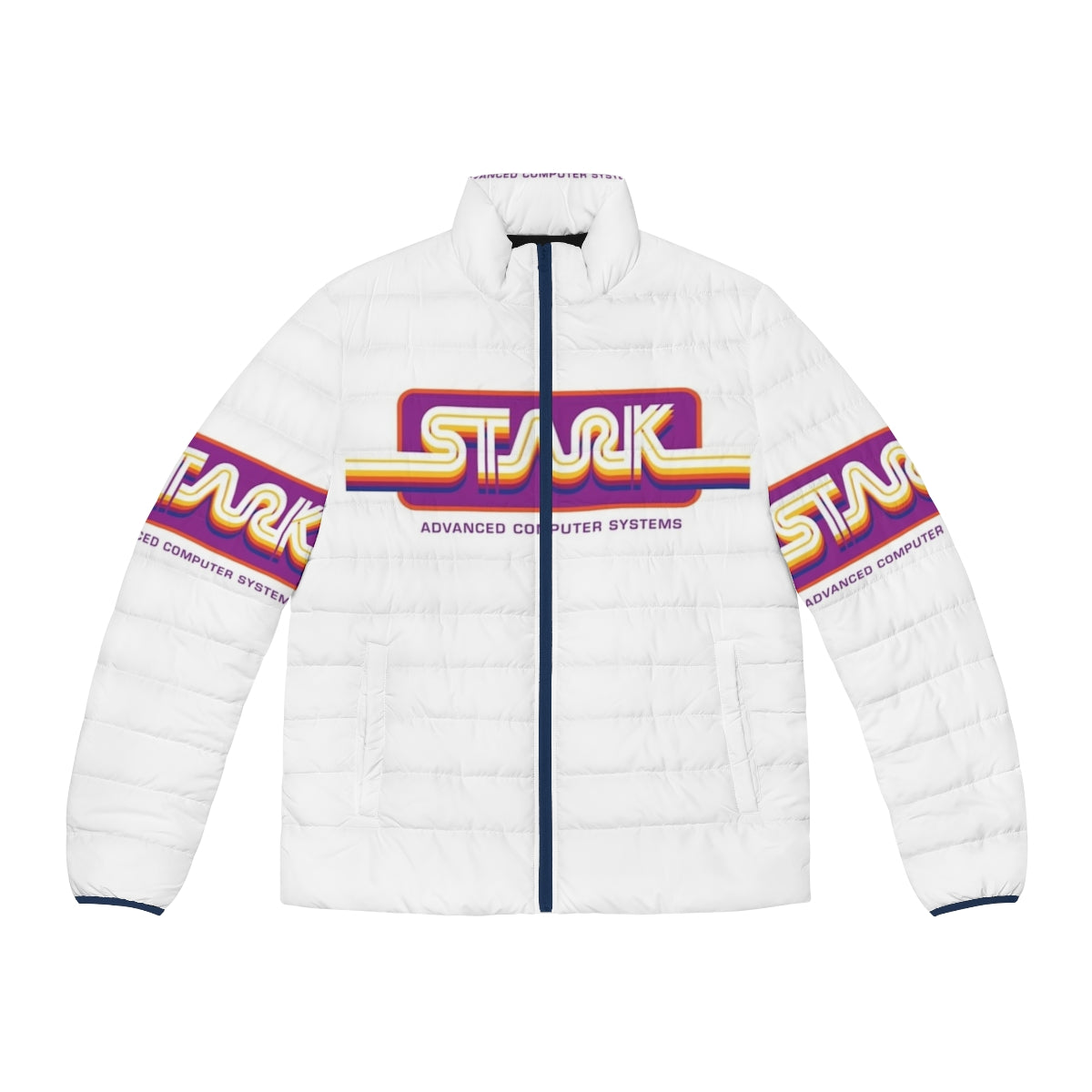 1980s Stark Technologies Computer Graphics Puffer Jacket with retro gaming graphics