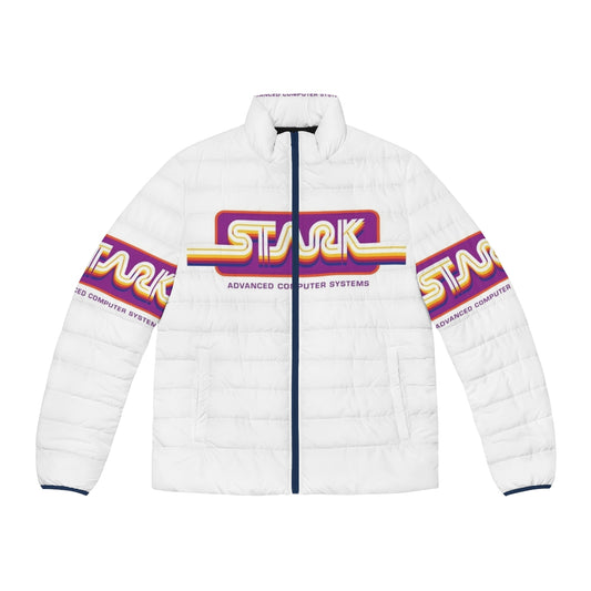 1980s Stark Technologies Computer Graphics Puffer Jacket with retro gaming graphics