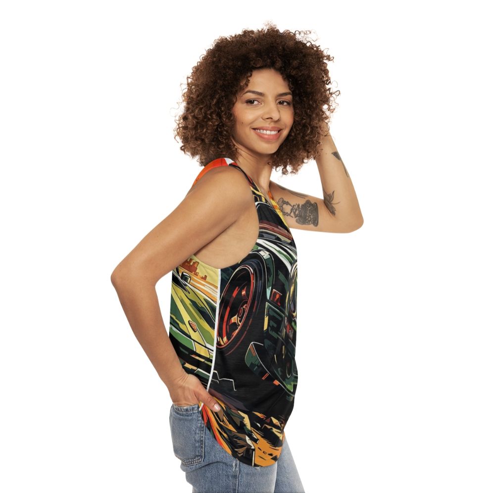 Beachside Cruise Unisex Summer Tank Top - women side