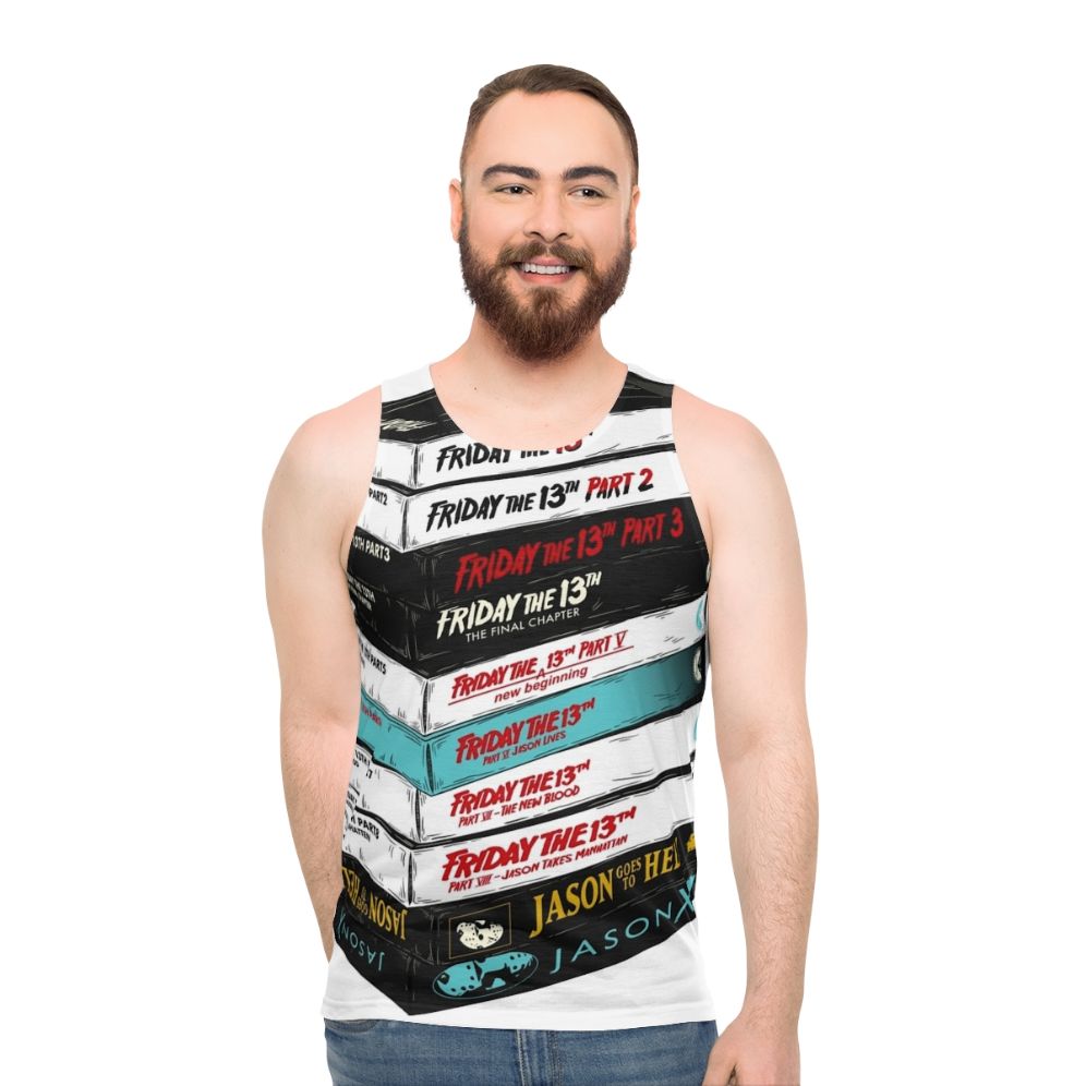 Retro Friday the 13th VHS Stack Unisex Tank Top - men