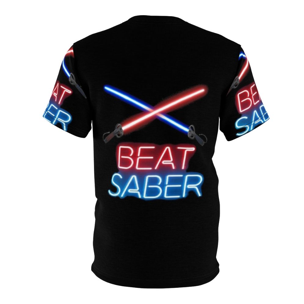 Vibrant Beat Saber-inspired T-Shirt featuring colorful blocks and sabers - Back