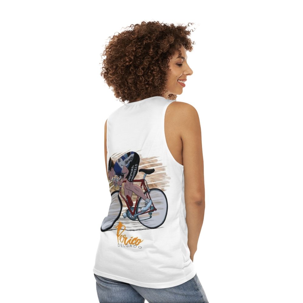 Perico Delgado Cycling Jersey Unisex Tank Top - women back