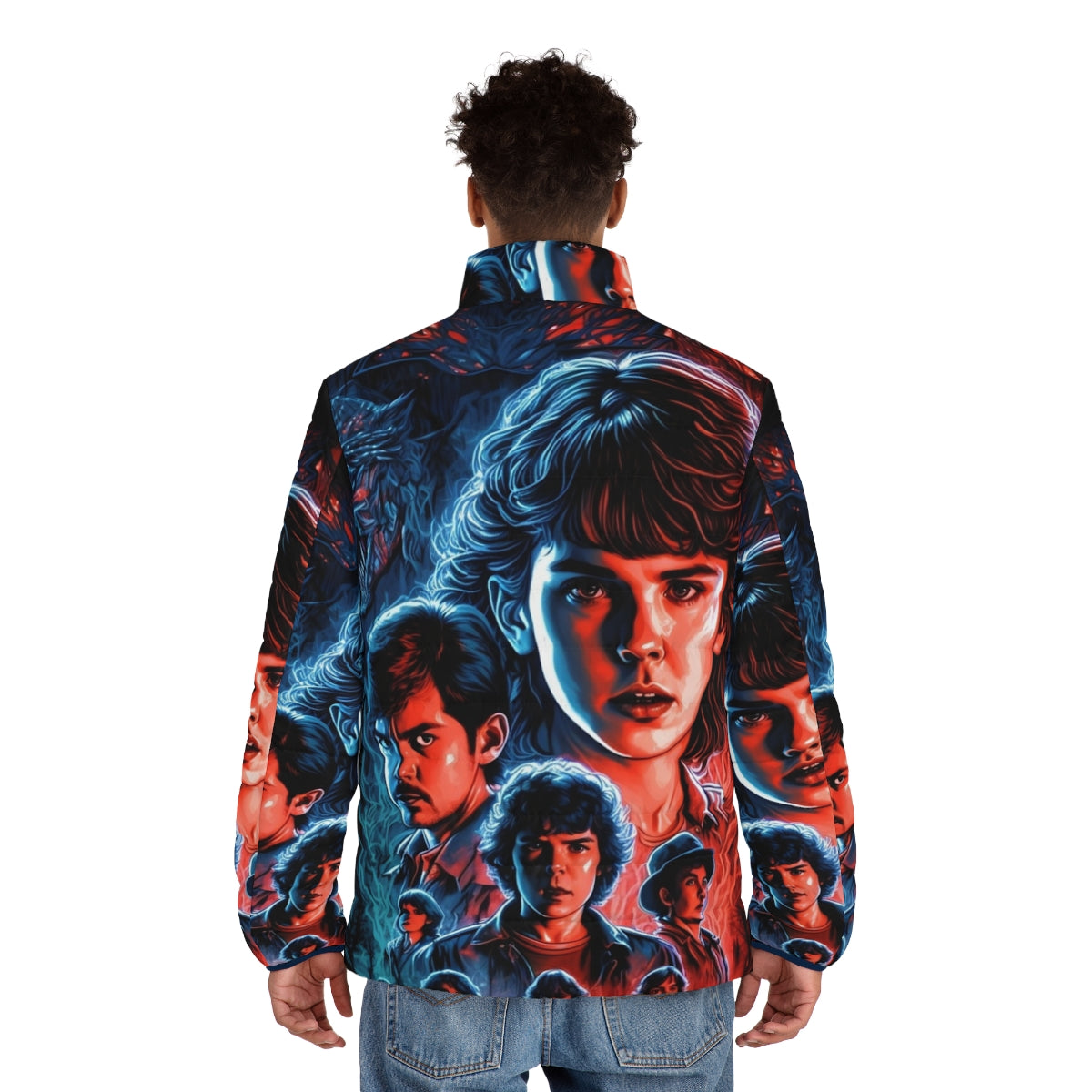 Stranger Things Japanese Style Anime Puffer Jacket - men back