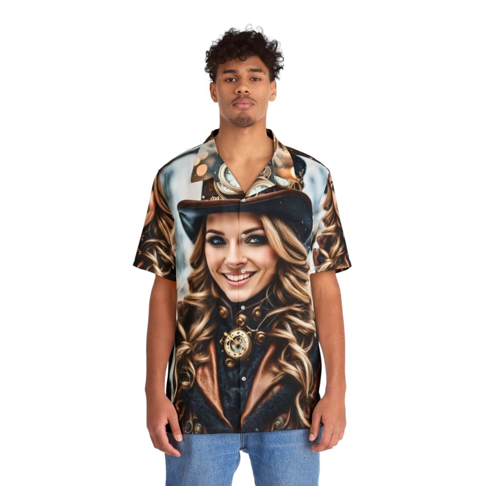 Steampunk Winter Wonderland Hawaiian Shirt - People Front