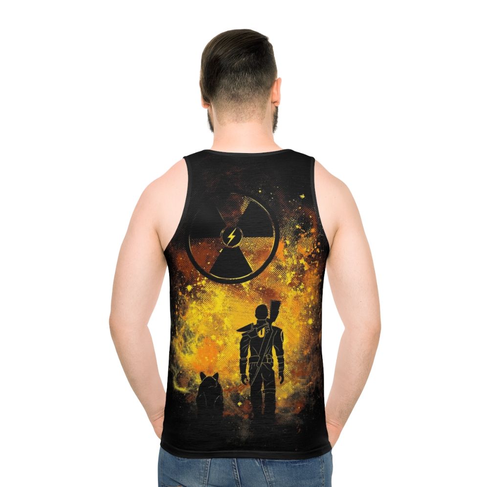 Fallout-inspired wasteland art unisex tank top - men back