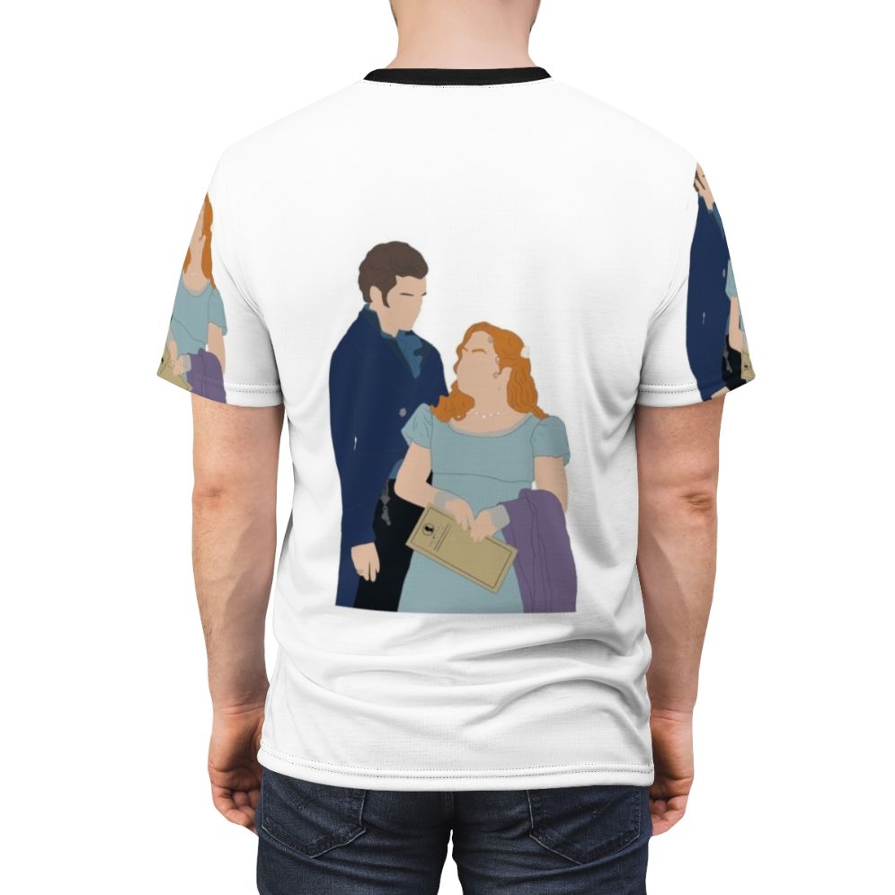 Bridgerton-inspired t-shirt featuring the characters Colin Bridgerton and Penelope Featherington - men back