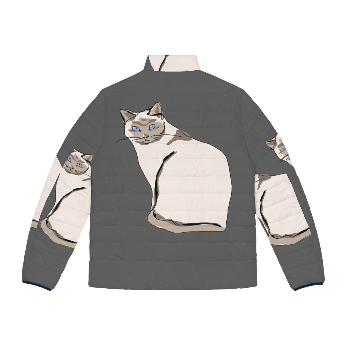 A cozy cat puffer jacket in a trendy design for keeping your feline friend warm and comfortable this winter. - Back