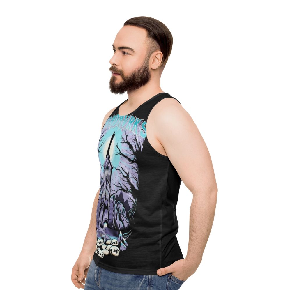 Landmvrks Skull Castle Unisex Heavy Metal Tank Top - men side