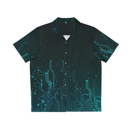 Colorful circuit board pattern hawaiian shirt