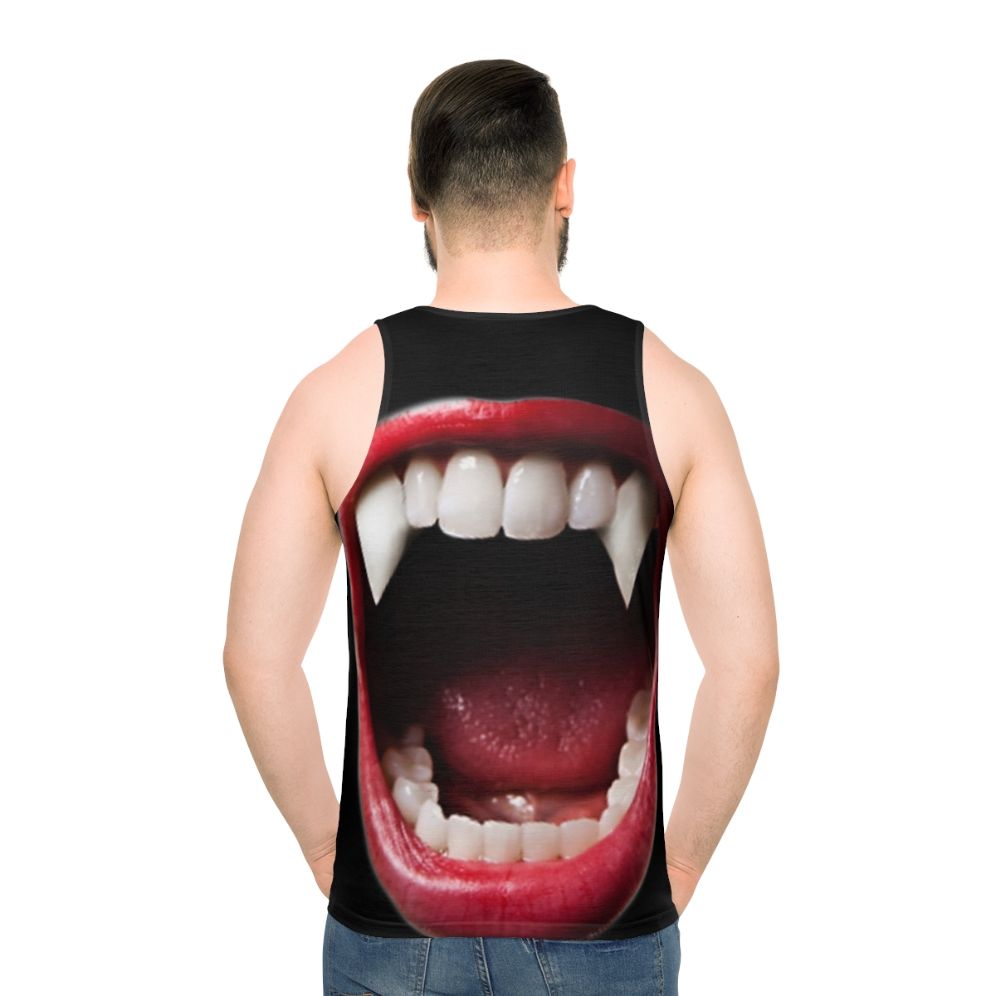 Vampire-themed unisex tank top with abstract, trendy patterns - men back