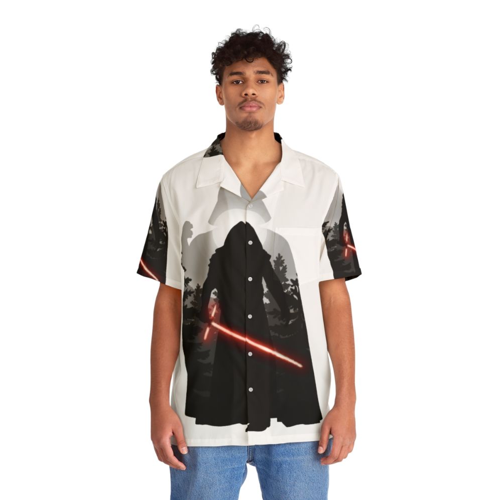 Star Wars-themed Hawaiian shirt with Kylo Ren and Darth Vader design - People Front