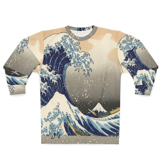 Vintage Great Wave Sweatshirt featuring the iconic Hokusai Japanese artwork