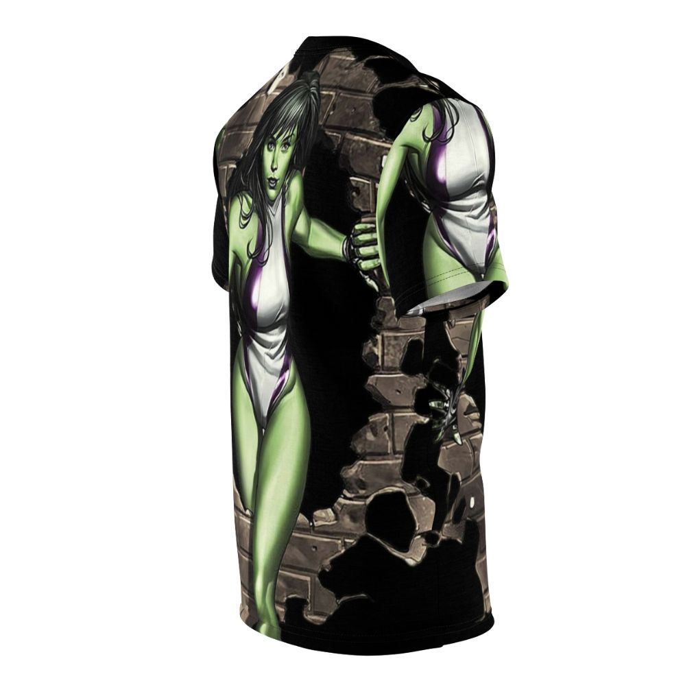 Vibrant green girl AOP t-shirt with fantasy film and action movie-inspired design - men right