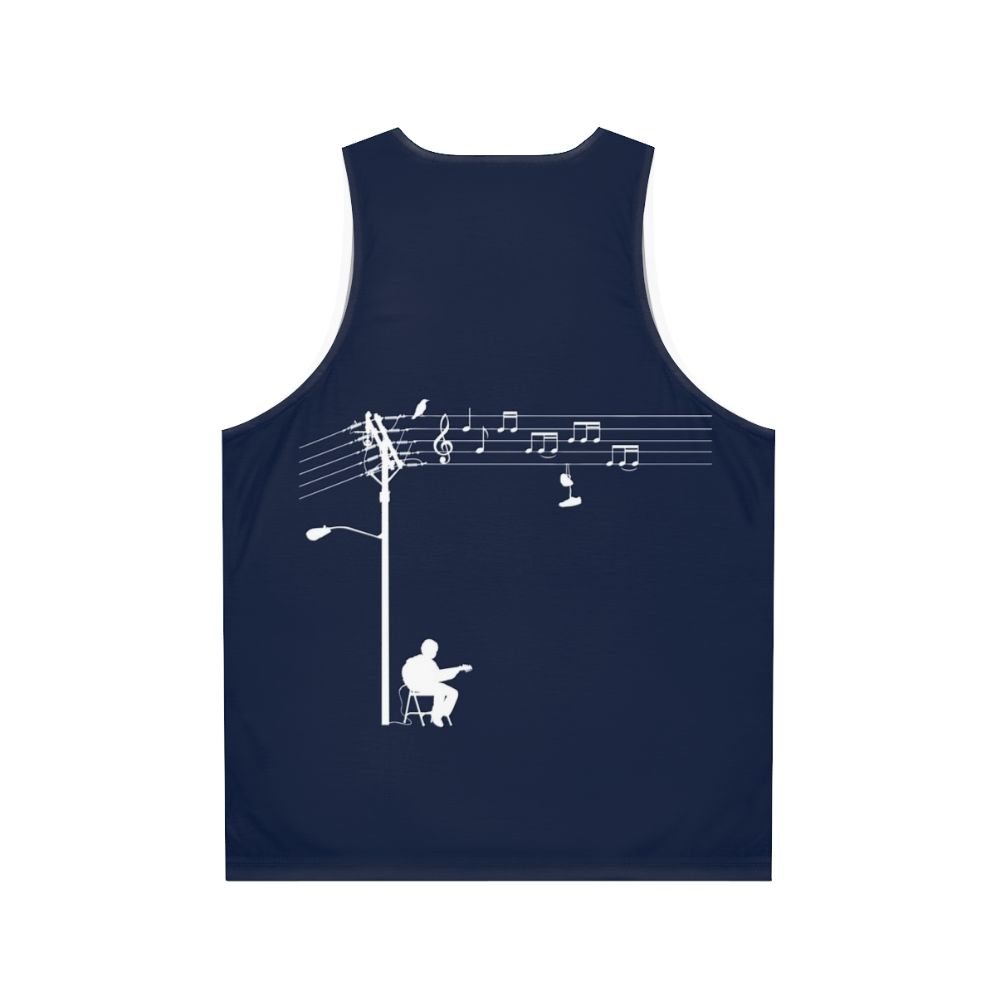 Unisex tank top with retro sound wave and music note graphic - Back