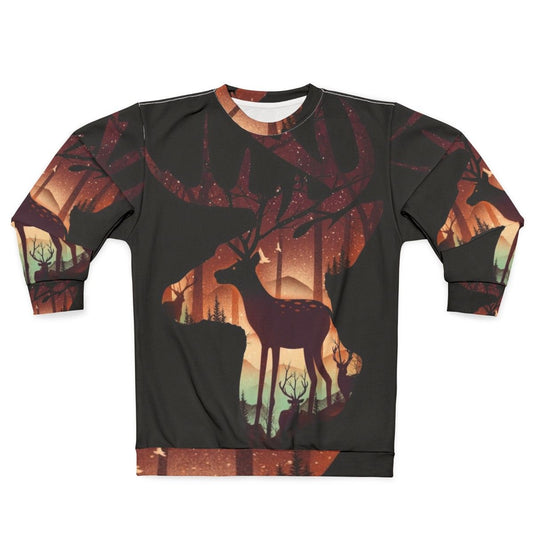 Mystical deer sweatshirt with nature-inspired design