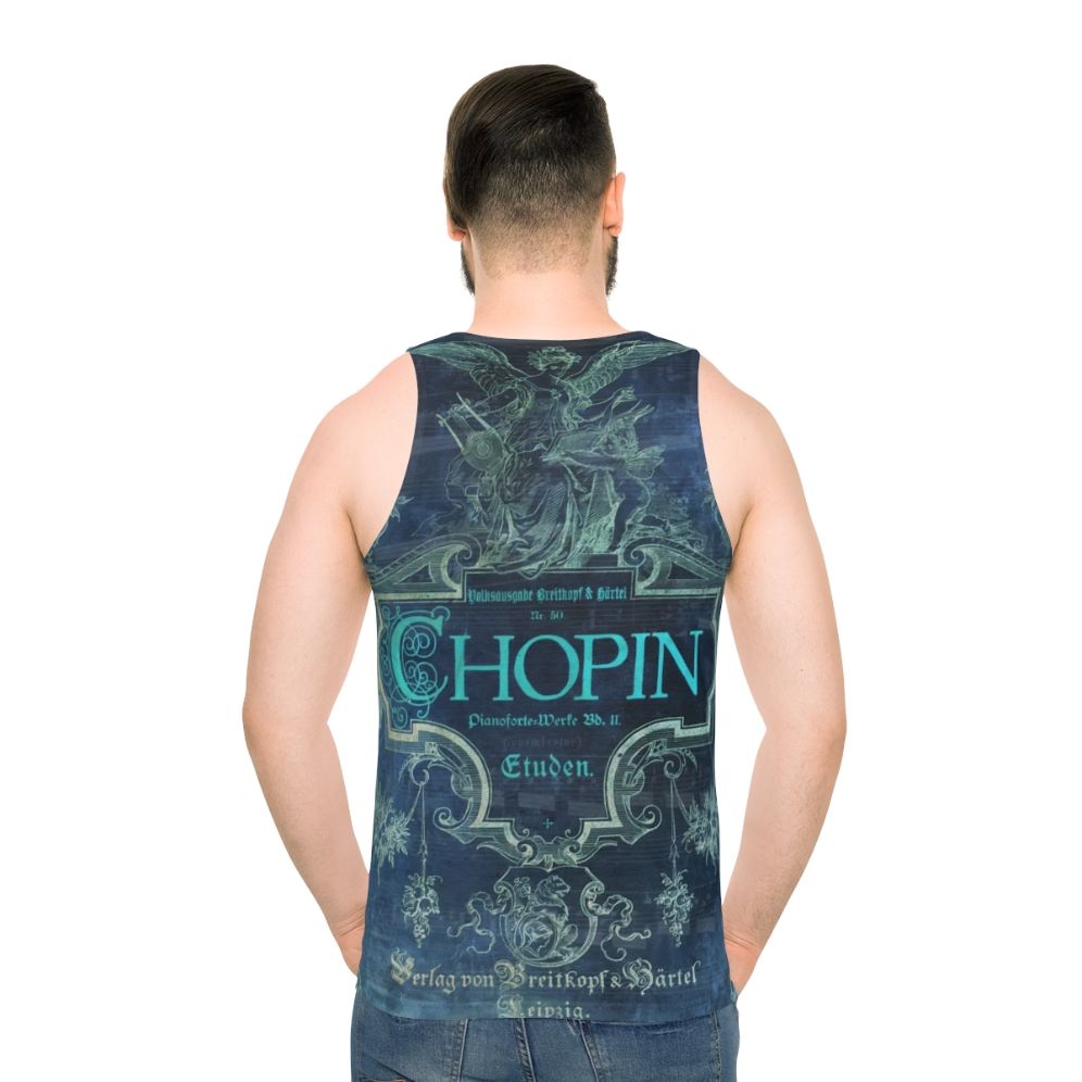 Blue tank top with portrait of Frederic Chopin - men back