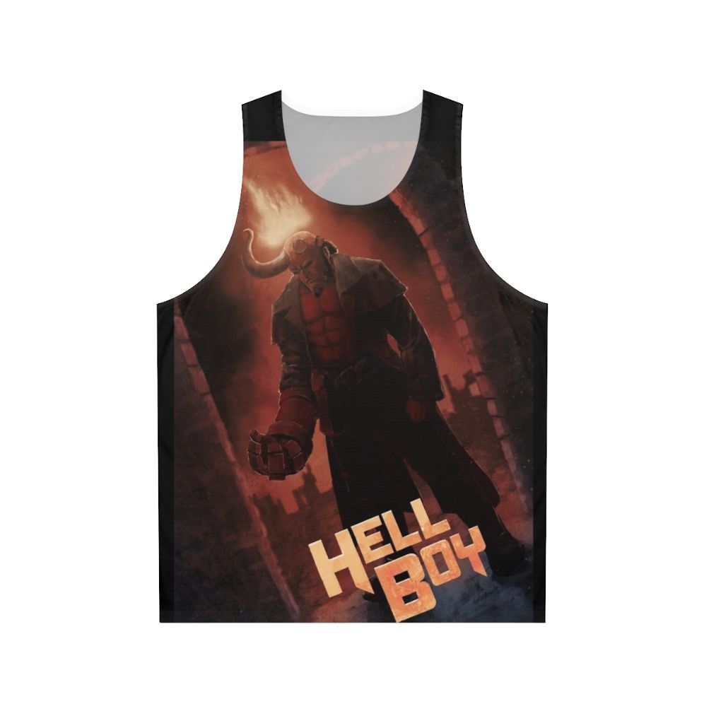 Hellboy fan art graphic on unisex tank top