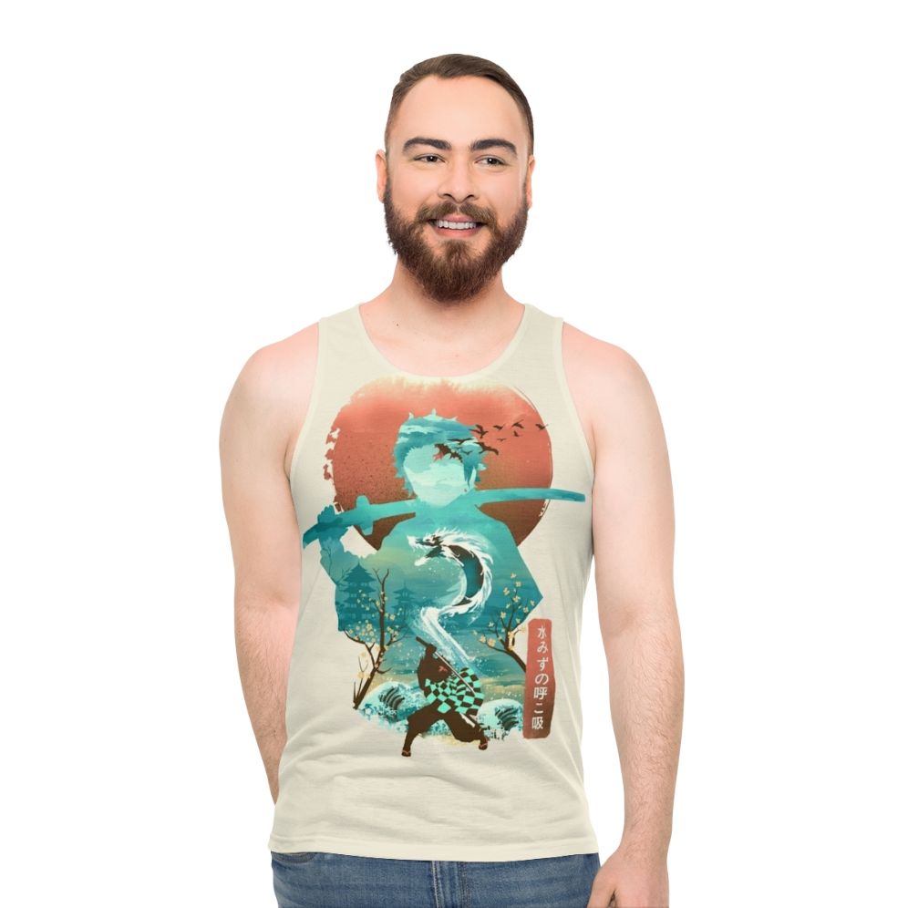 Ukiyo-E Inspired Water-Themed Unisex Tank Top - men