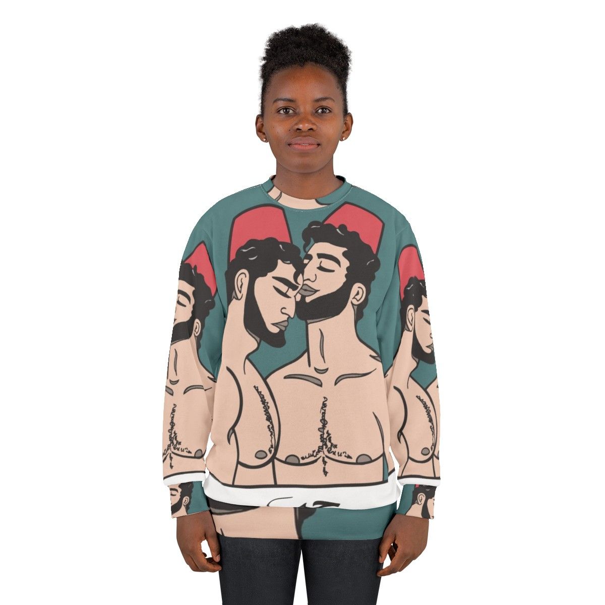 Beiruti Boys Gay Pride Sweatshirt with Middle Eastern Gay Art Illustration - women