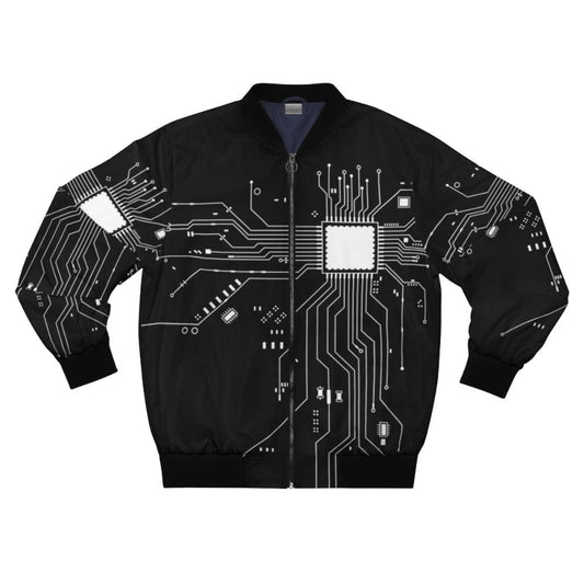 CPU processor circuit diagram printed on a bomber jacket