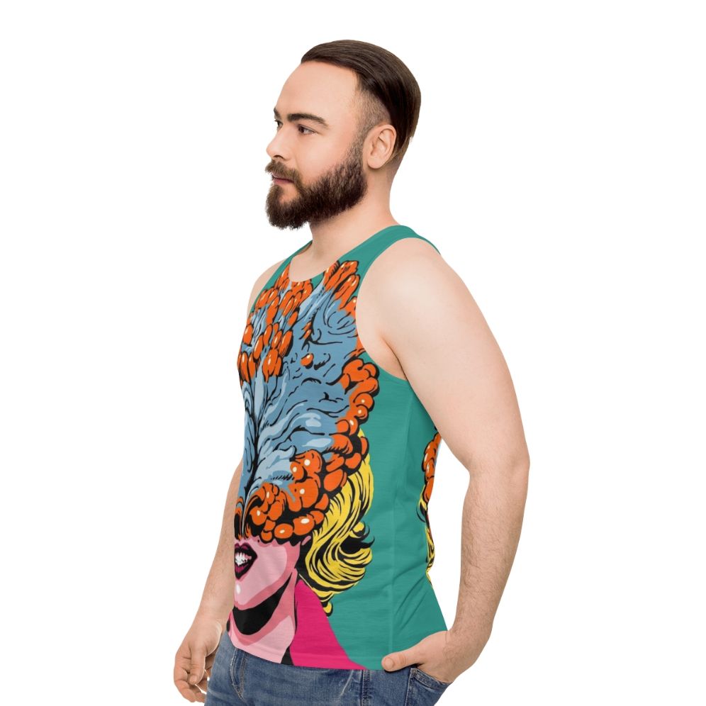 Pop art zombie fungus design on unisex tank top - men side