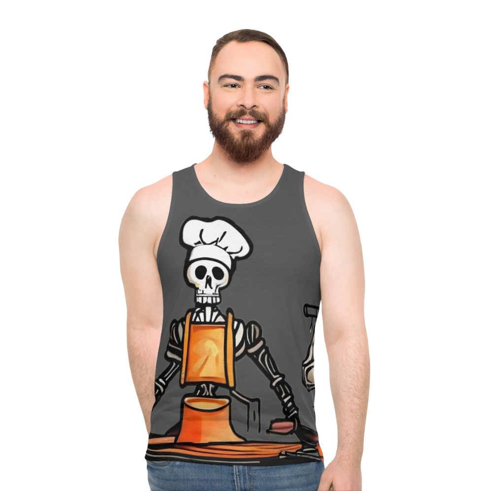 Skeleton Chef Unisex Graphic Tank Top - men