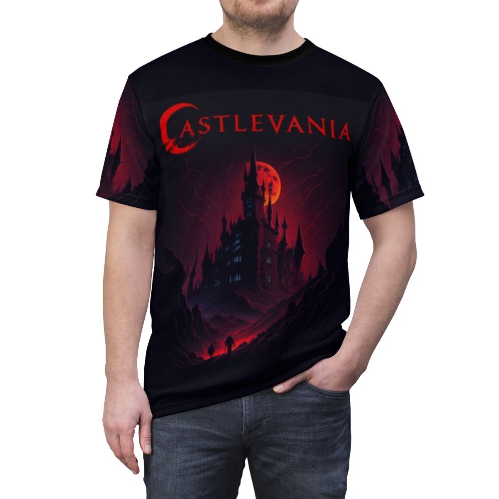 Castlevania inspired gothic vampire anime t-shirt design - men front