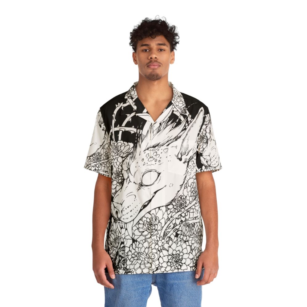 Chupacabra Hawaiian Shirt with Cryptid, Horror, and Animal Imagery - People Front