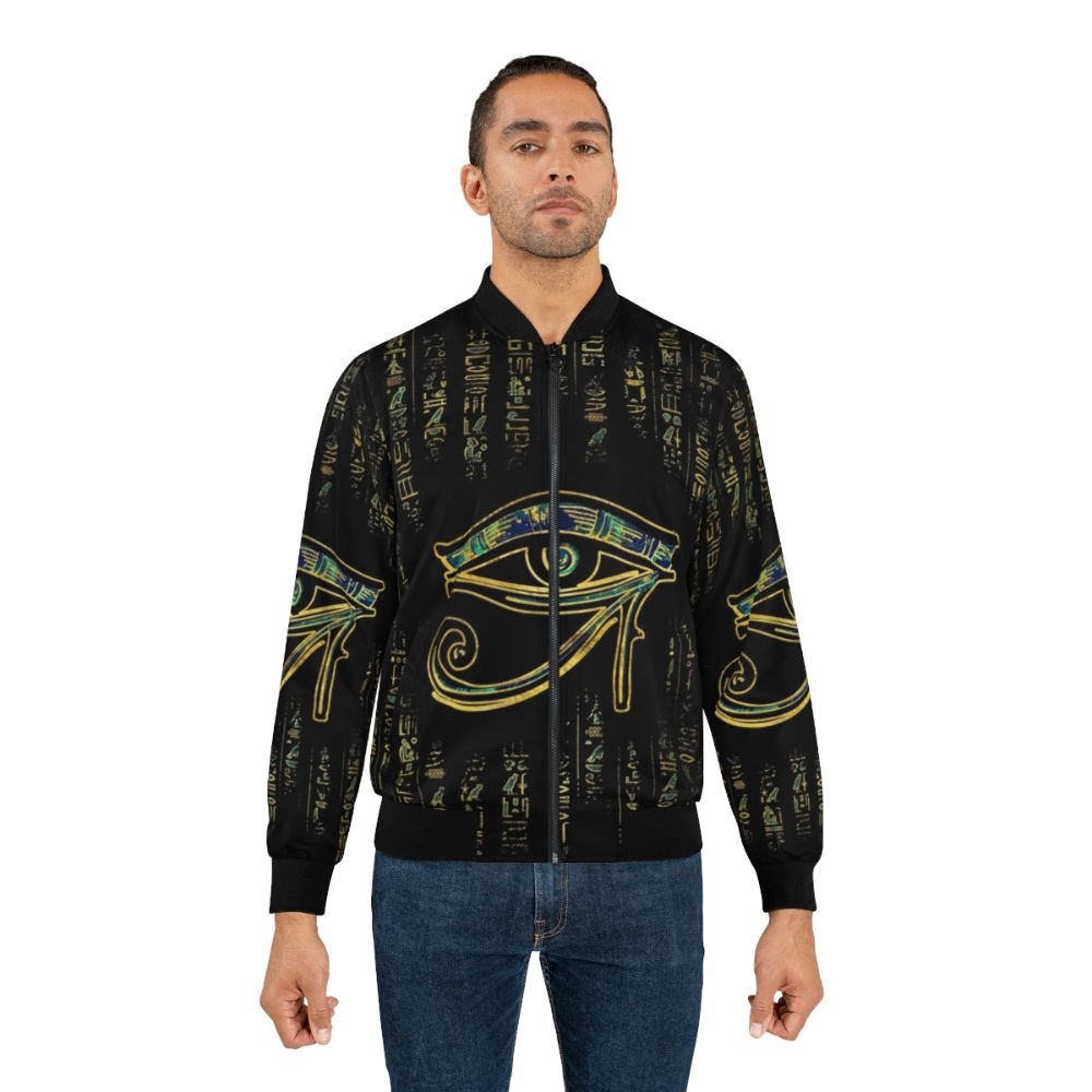 Egyptian Eye of Horus hieroglyphics gold and marble bomber jacket - Lifestyle