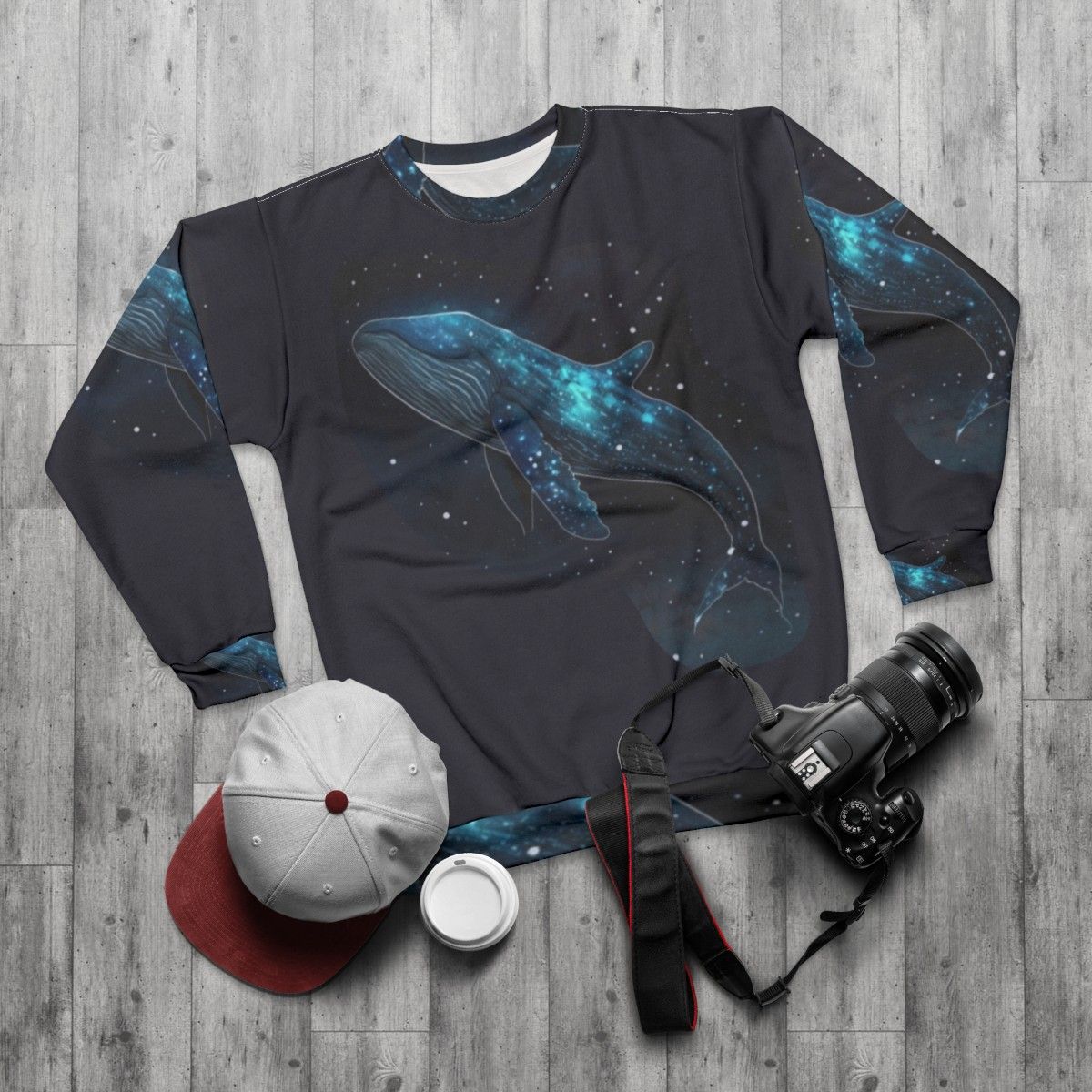 Mythical sea creatures sweatshirt featuring enchanting fantasy beasts - flat lay