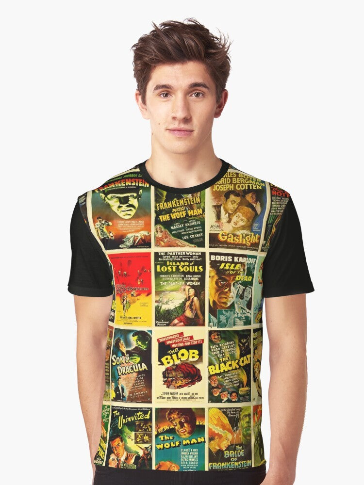 Vintage classic horror monster movie poster graphic design t-shirt - Men