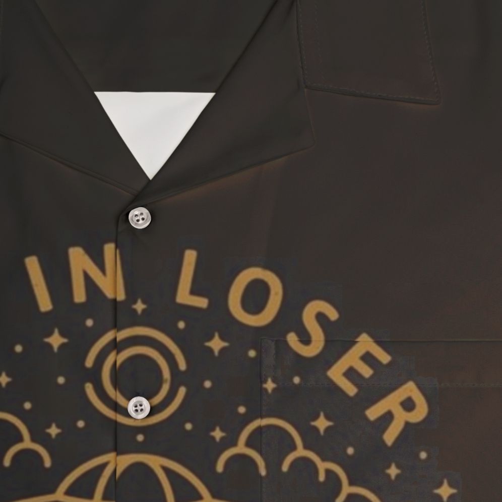 Sci-Fi Hawaiian Shirt with 'Get In Loser' Design - Detail