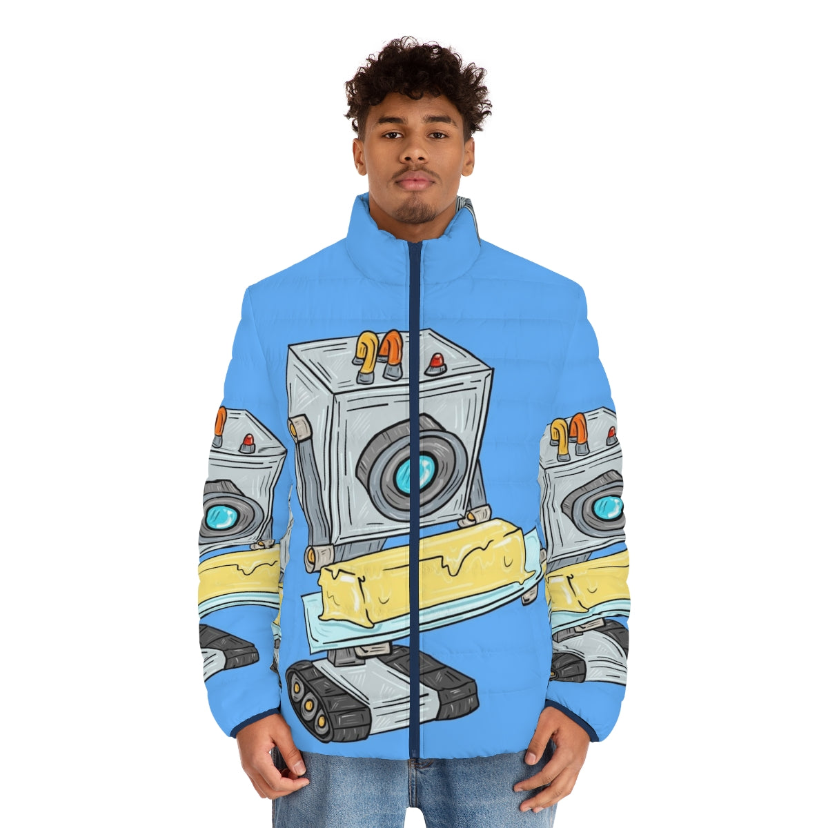 Butter Robot Puffer Jacket featuring a unique technology-inspired design - men front