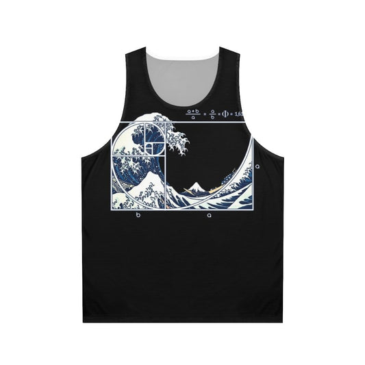 Unisex Fibonacci Wave tank top featuring sacred geometry and Japanese art