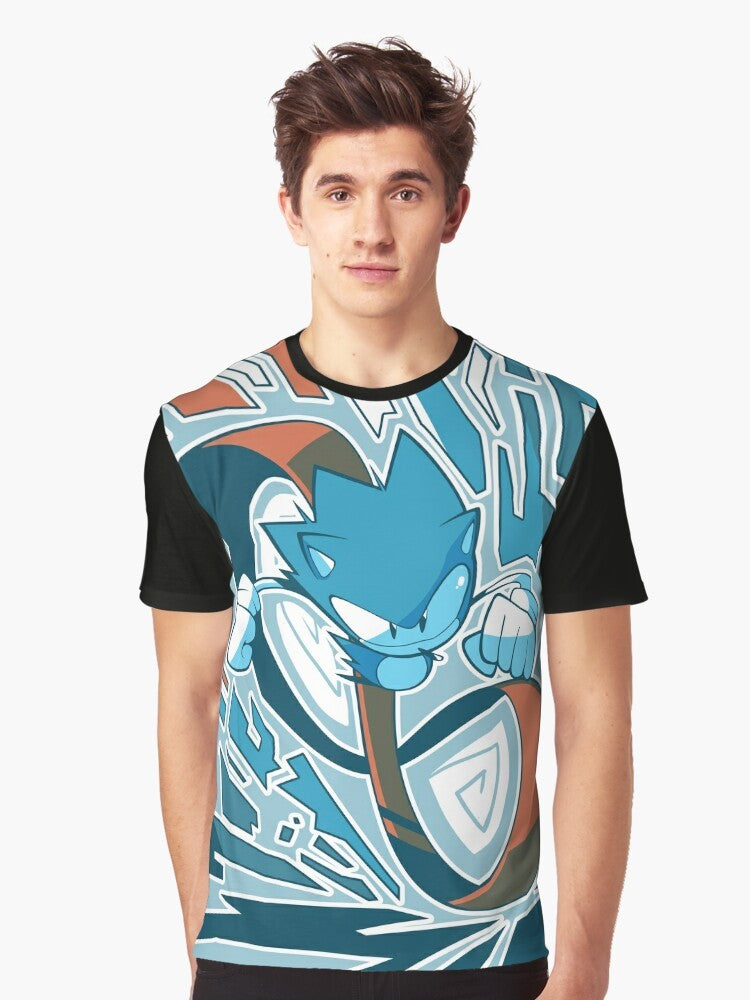 Sonic the Hedgehog graphic t-shirt with the text "He Can Really Move" - Men