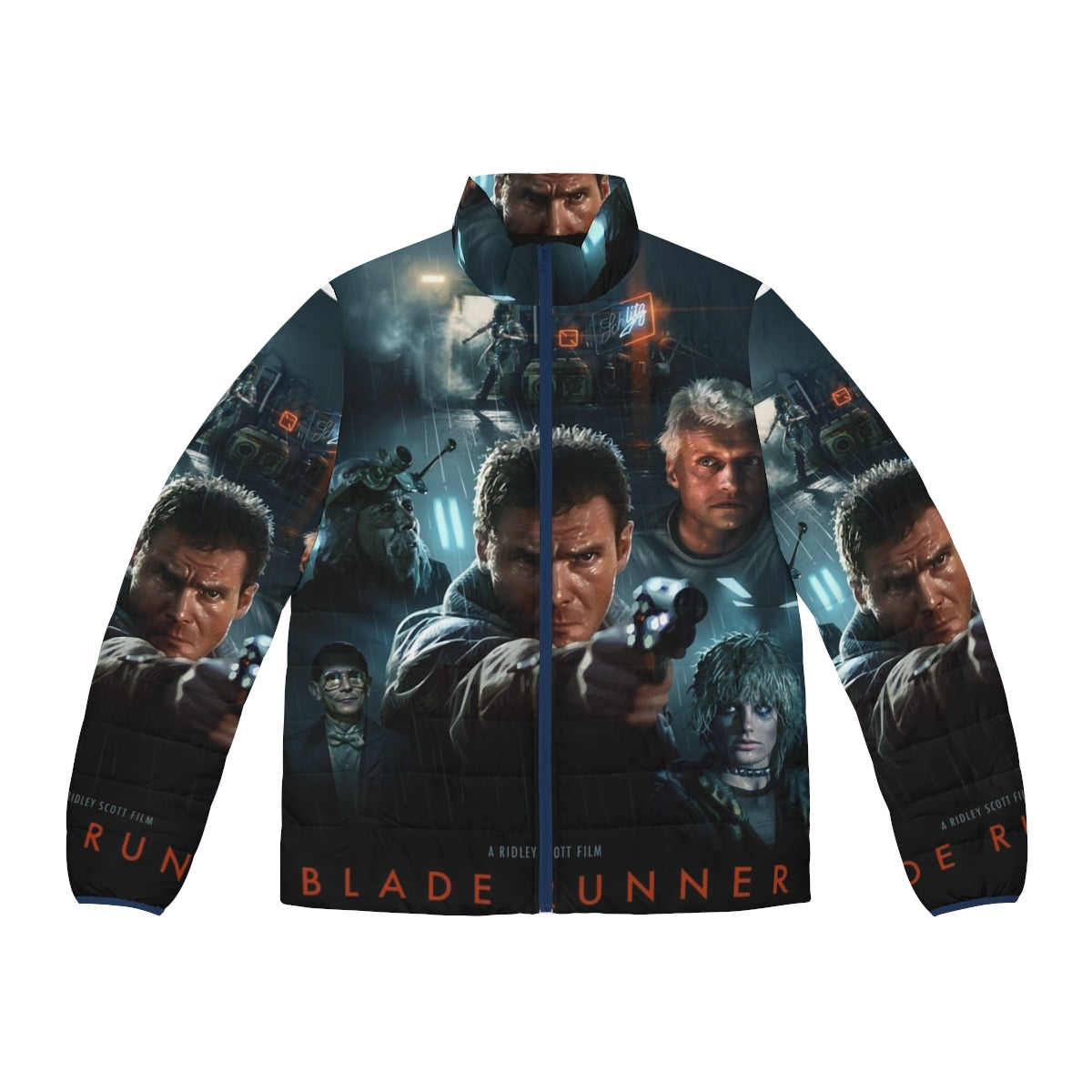 Blade Runner Inspired Retro Futuristic Puffer Jacket featuring classic sci-fi design