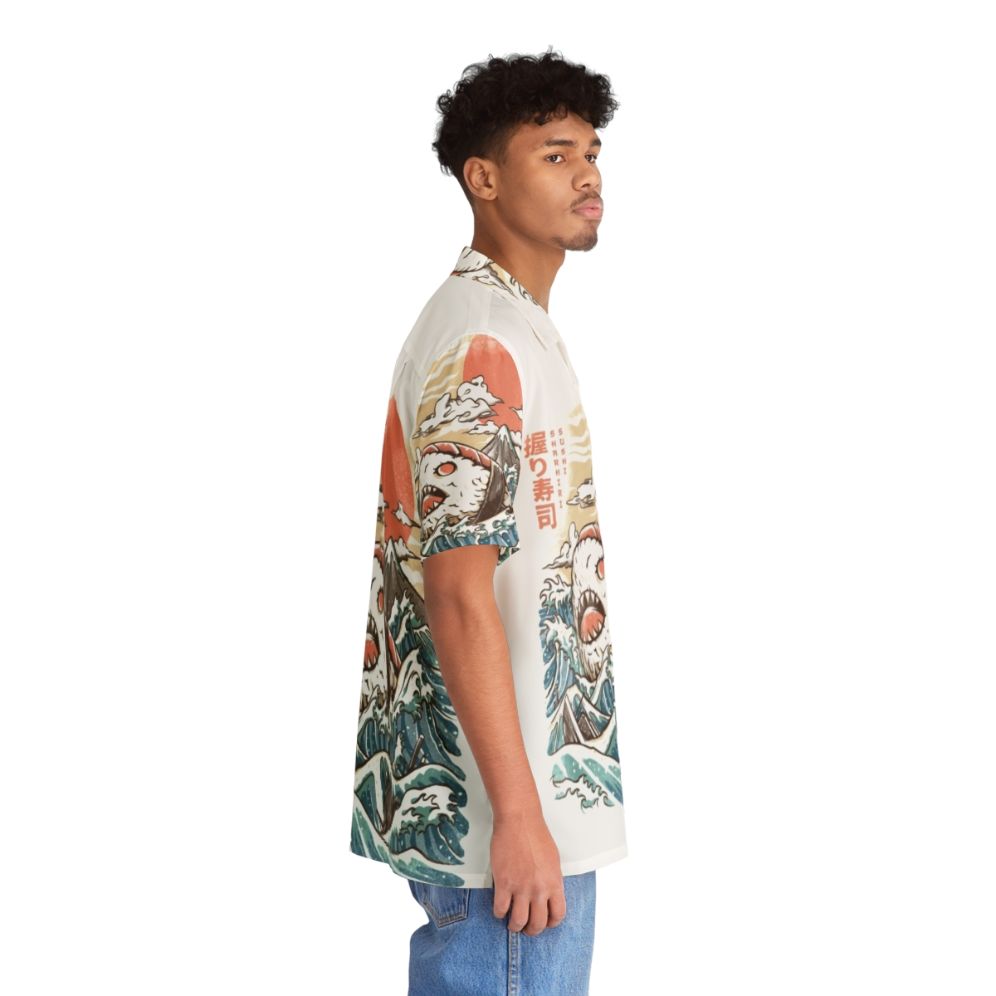 Sharkiri Sushi Hawaiian Shirt featuring a kawaii shark and sushi design - People Pight