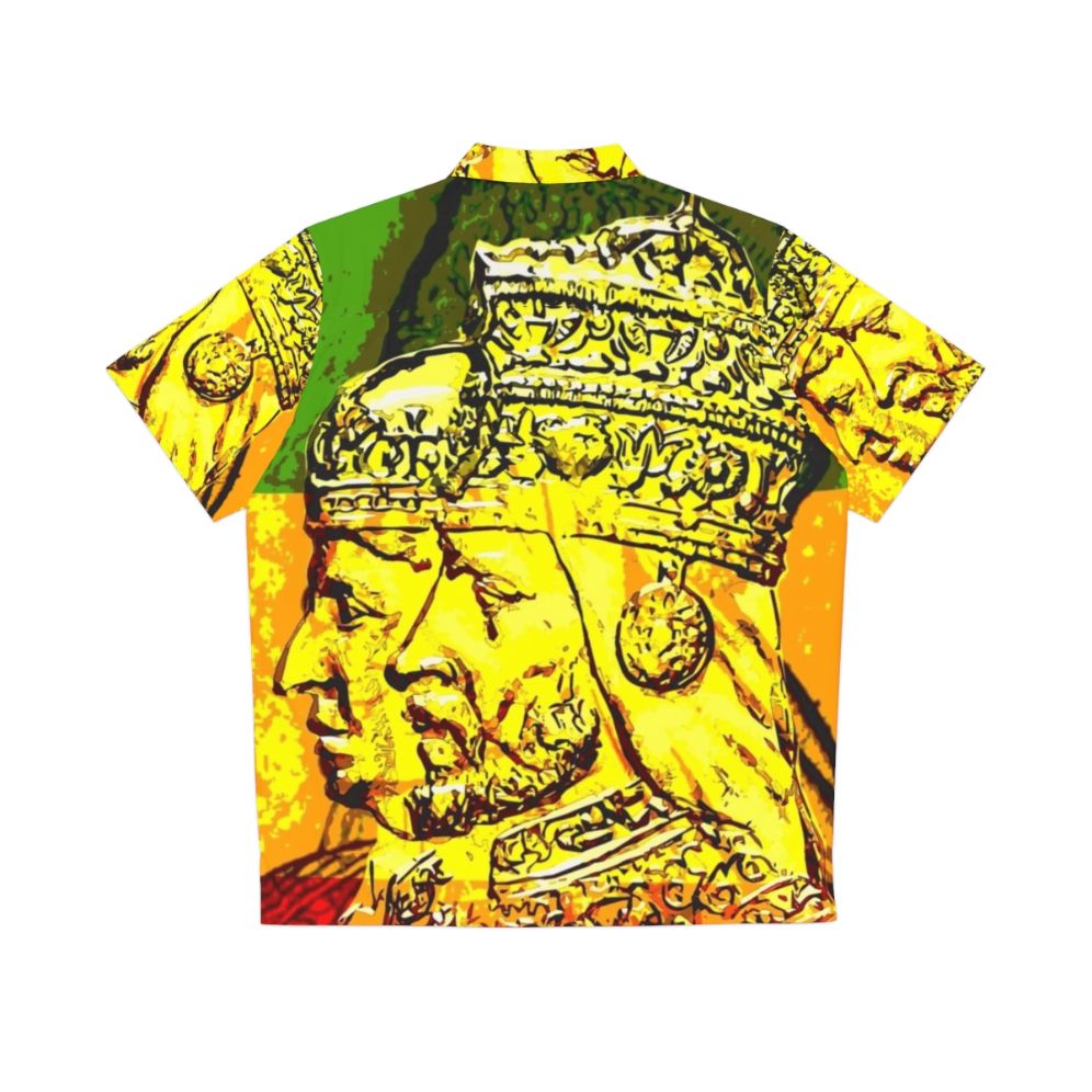 Haile Selassie Rastafarian Hawaiian Shirt - Back