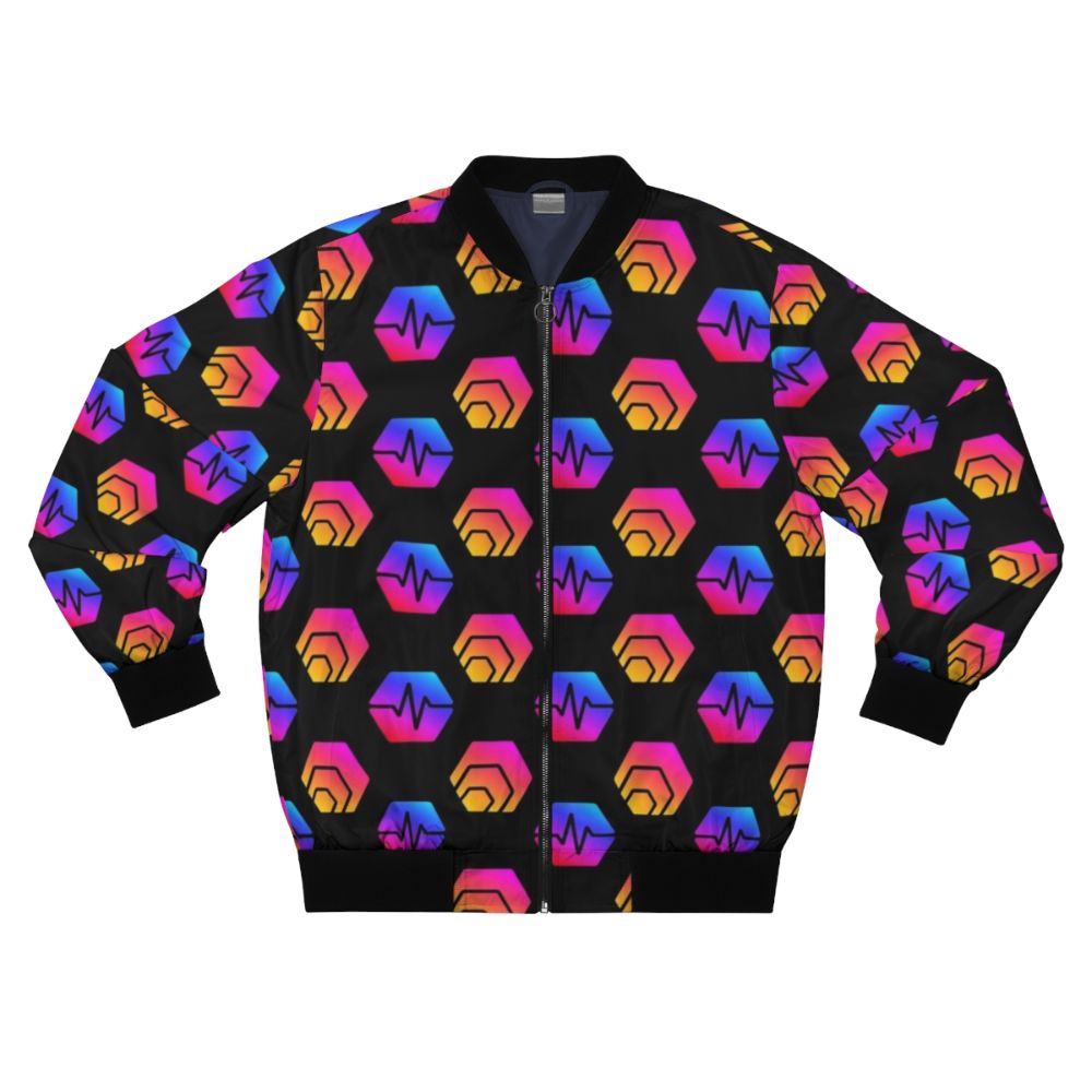 Bomber jacket with Hex Crypto and Pulsechain logo pattern design